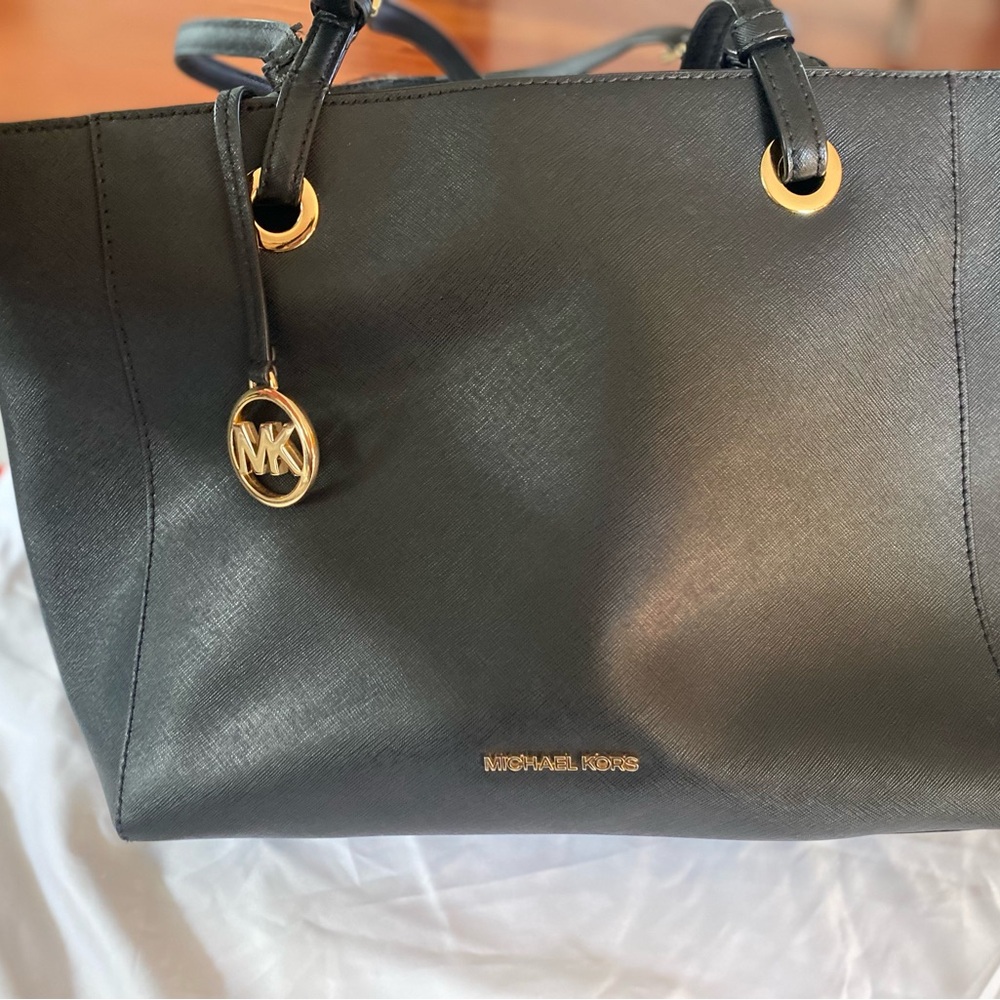 Michael Kors Black and Gold Saffiano Leather Tote no dust bag.